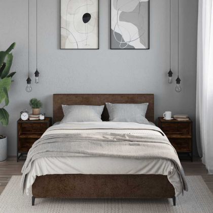 Нощни шкафчета 2 бр. опушен дъб 40x31x50 cm