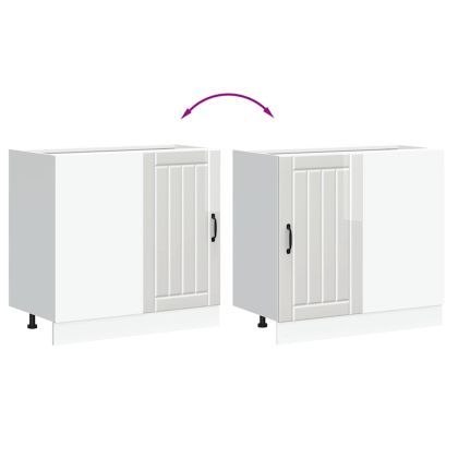 Кухненски шкаф "Lucca" с висок гланц, бяло, инженерно дърво