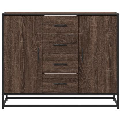 Сайдборд, кафяв дъб, 92x35x76 см, инженерно дърво