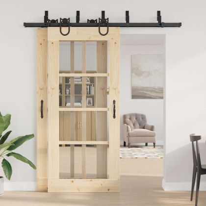 Комплект механизъм за плъзгаща врата, 200 см, стомана, черен