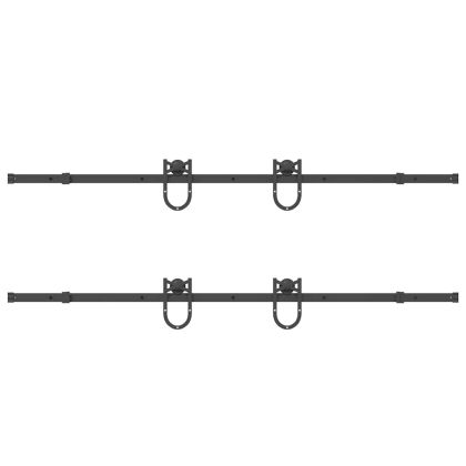 Комплект механизъм за плъзгаща врата, 200 см, стомана, черен