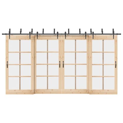 Комплект механизъм за плъзгаща врата, 427 см, стомана, черен