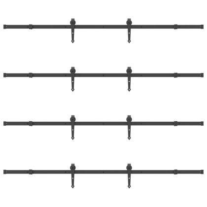 Комплект механизъм за плъзгаща врата, 427 см, стомана, черен