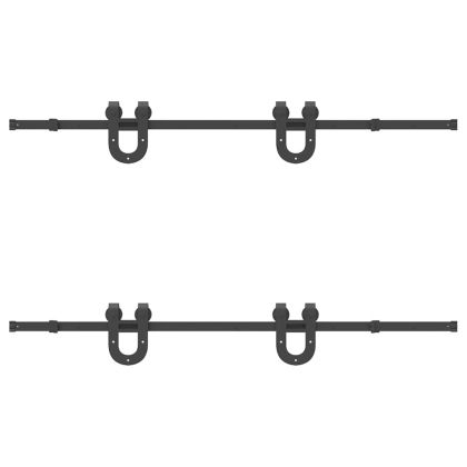 Комплект механизъм за плъзгаща врата, 183 см, стомана, черен