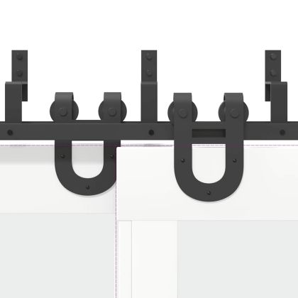 Комплект механизъм за плъзгаща врата, 183 см, стомана, черен