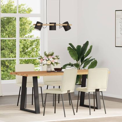 Трапезни столове, 4 бр, кремави, кадифе