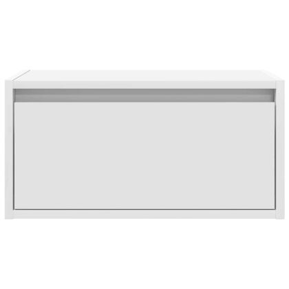 Нощни шкафчета за стена с LED осветление, 2 бр, бели