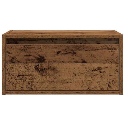 Нощно шкафче за стена с LED светлини, старо дърво