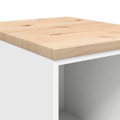 Гаражен шкаф за съхранение, бял, 40x51x85 см, бор масив