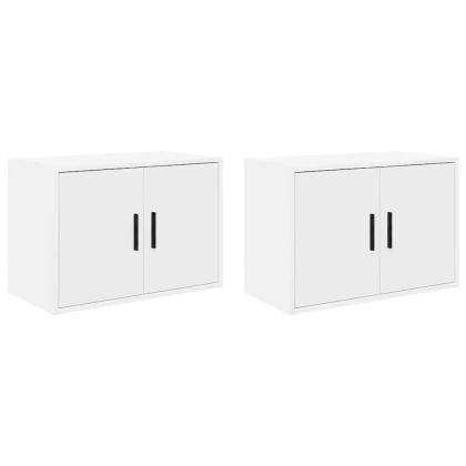 гараж стена шкафове, 2 бр, бели, инженерно дърво