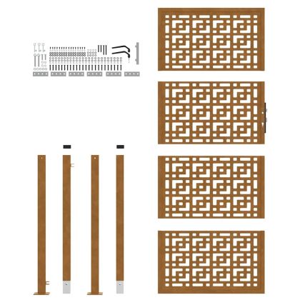 Градинска порта 100x200 см, устойчива на атмосферни влияния стомана, дизайн с кръст