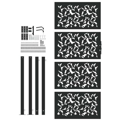 Градинска порта, черна, 100x200 см, дизайн от стоманено крило