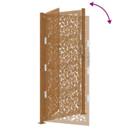 Градинска порта 100x200 см, дизайн с листо, устойчиво на атмосферни влияния, стомана