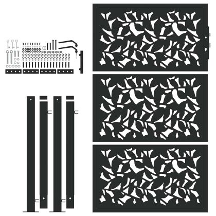 Градинска порта, черна, 100x150 см, дизайн от стоманено крило