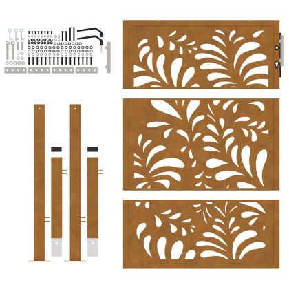 Градинска порта 100x125 см, устойчива на атмосферни влияния стомана, вълнообразен дизайн