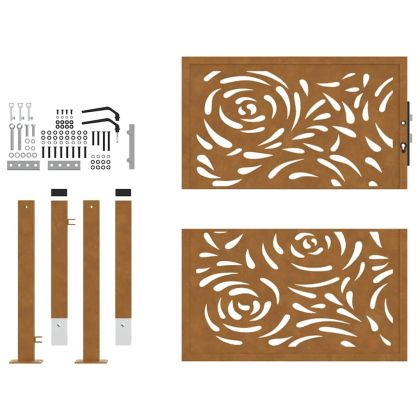 Градинска порта 100x100 см, издръжлива стомана, дизайн с пламък