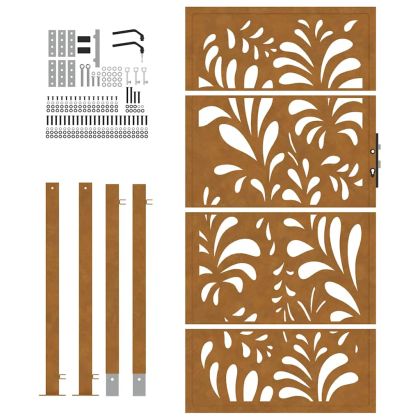 Градинска порта 100x175 см, устойчива на атмосферни влияния стомана, вълнообразен дизайн