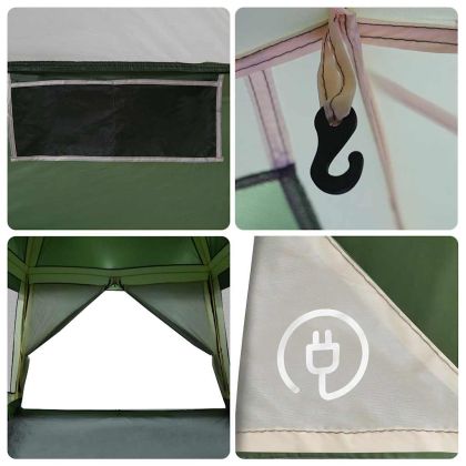 Семейна палатка кабина, 6-местна, зелена, водоустойчива