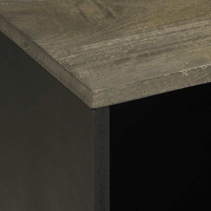 ТВ шкаф, черен, 80x33x46 см, мангово дърво масив