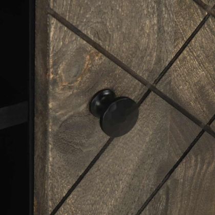 ТВ шкаф, черен, 80x33x46 см, мангово дърво масив