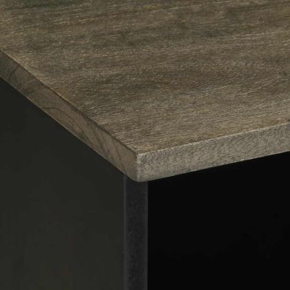 ТВ шкаф, черен, 80x33x46 см, мангово дърво масив