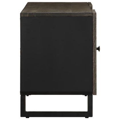 ТВ шкаф, черен, 105x33x46 см, масивно мангово дърво