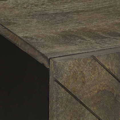 ТВ шкаф, черен, 105x33x46 см, масивно мангово дърво