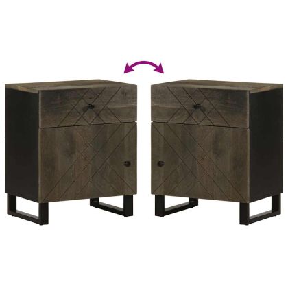 Нощно шкафче, черно, 50x33x60 см, мангово дърво масив