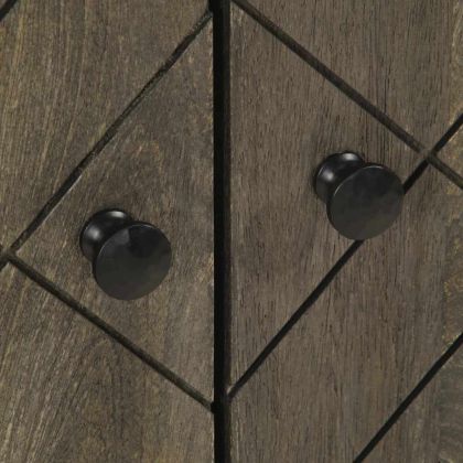 Шкаф за мивка черен 62x33x58 cm Масивна дървесина Манго