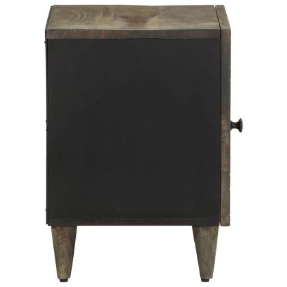 Нощно шкафче Светло сиво 40x33x46 cm Масивна дървесина Манго