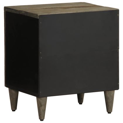 Нощно шкафче Светло сиво 40x33x46 cm Масивна дървесина Манго