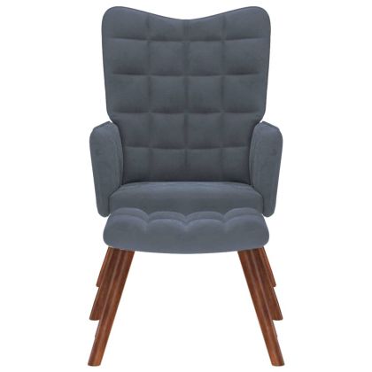 Релаксиращ фотьойл с табуретка, тъмносив кадифе