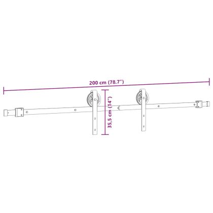 Комплект механизъм за плъзгаща врата, 200 см, стомана, черен