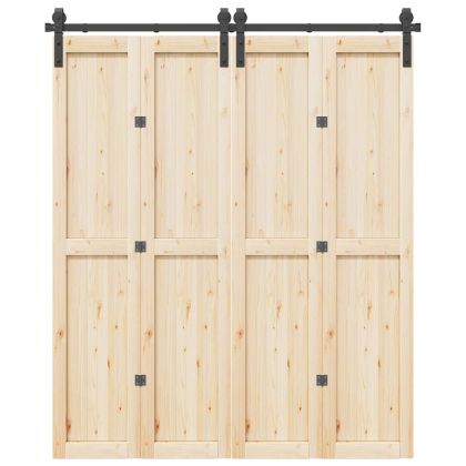 Комплект механизъм за плъзгаща врата, 183 см, стомана, черен