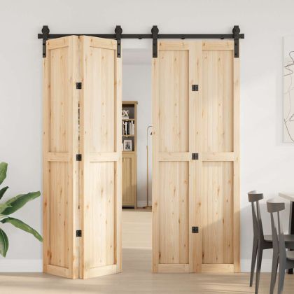 Комплект механизъм за плъзгаща врата, 183 см, стомана, черен