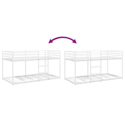 Двуетажно легло без матрак Бяло 80x200 cm Стомана