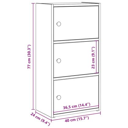 Библиотека, сив сонома, 40x24x77 см, инженерно дърво