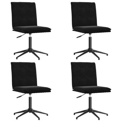 Трапезни столове, 4 бр, черни, кадифе