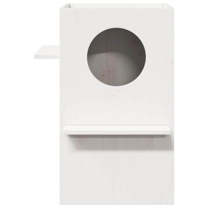 Къща за котки бяла 43x43x60 cm масивна дървесина бор