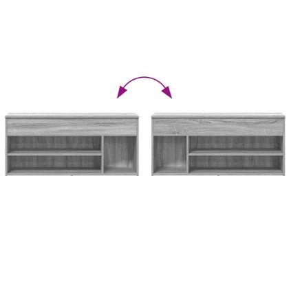 Пейка за обувки, сив сонома, 102x30,5x45 см, инженерно дърво