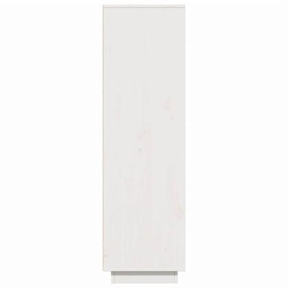 Висок шкаф, бял, 89x34x116,5 см, борово дърво масив