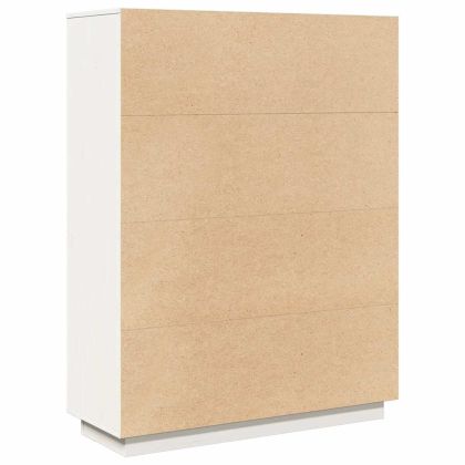 Висок шкаф, бял, 89x34x116,5 см, борово дърво масив