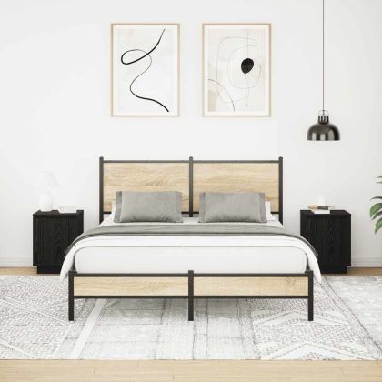 Нощни шкафчета с LED осветление 2 бр., черни 38x34x50 cm