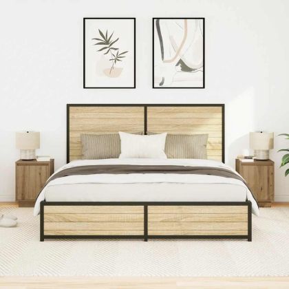 Нощни шкафчета с LED осветление 2 бр Дъб Artisan 38x34x50 cm