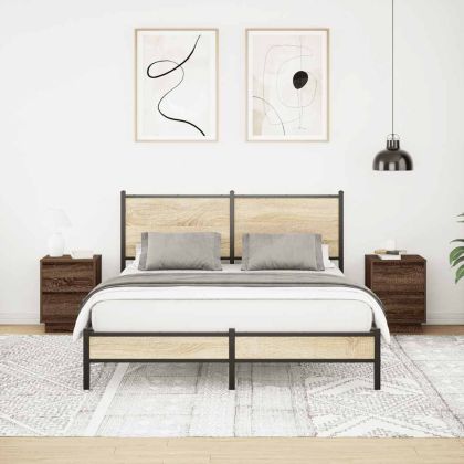 Нощни шкафчета с LED осветление 2 бр Кафяв дъб 38x34x50 cm