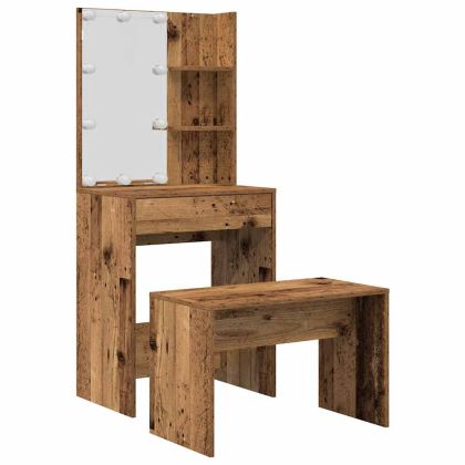 Комплект тоалетка с LED Старо дърво