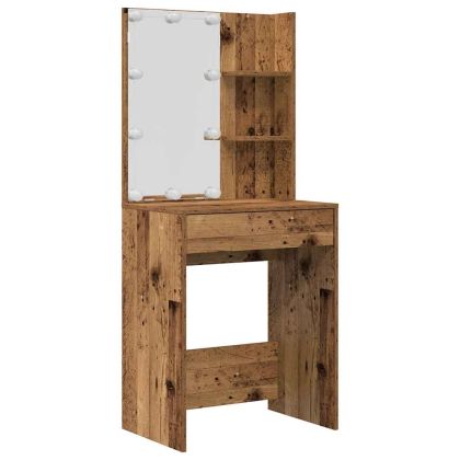 Комплект тоалетка с LED Старо дърво