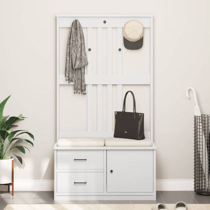 vidaXLL Дърво за антре SANDNES бяло 87x40x159,5 cm