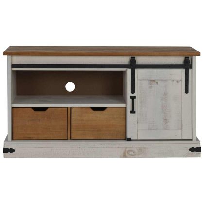 ТВ шкаф HALDEN с плъзгаща се врата Бял 110x40x60 cm