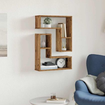 Wall Cube Shelves 2 бр. старо дърво 50x15x50 cm
